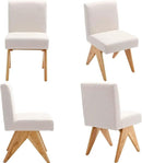 Mid Century Modern Farmhouse Dining Chairs Set of 6, Upholstered Armless Kitchen Chairs with Back and Wooden Legs, Linen Beige by CozyNest Decor