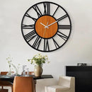 LEIKE 32" Oversized Large Wall Clocks,Silent,Non Ticking,Battery Operated Modern Round Big Wood Decorative Metal Wall Clock for Living Room, Bedroom,Kitchen,Farmhouse,Office Decor - Black,32 Inch by CozyNest Decor