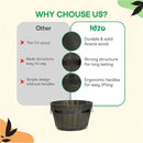 IDZO Set of 3 Wooden Flower Planters for Outdoor Plants, Acacia Wood Barrel Planters, Ergonomic Handles, Drainage Holes, Various Sizes, Black by GreenHaven Gardens