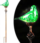 Decorative Solar Lights Outdoor Solar Bird Stake Lights Hand Blown Glass Decorative Garden Pathway Lights Outdoor Waterproof Glass Stakes (Green) by GreenHaven Gardens