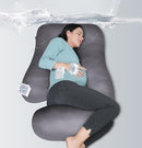 MOON PARK Pregnancy Pillows for Sleeping - U Shaped Full Body Maternity Pillow with Removable Cover - Support for Back, Legs, Belly, HIPS - 57 Inch - Dark Grey - Cooling Cover by TinyTreasures Baby Boutique