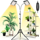 LBW Grow Light for Indoor Plants, Dual Heads Full Spectrum 200W LED, Auto On/Off Timer, 6 Dimmable Levels, 3 Switch Modes, Adjustable Tripod Stand 15-63 inches by GreenHaven Gardens