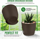 Planter Pots with Drainage Holes - Lightweight, Durable & Space-Saving Pots for Indoor and Outdoor - Versatile Functionality, Simple Modern Design, Set of 20 Plastic Planter Pots - Brown by GreenHaven Gardens