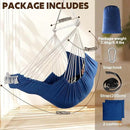 Chihee Hammock Chair Hanging Chair with Foot Rest 2 Cushions Max 500lbs Robust Metal Spreader Bar Collapsible Easy Storage Soft Cotton Swing Chair Strong Strap Iron Carabiner Side Pocket Included by GreenHaven Gardens