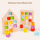 Wooden Building Blocks Set for Kids, 24 PCS Rainbow Gem Cubes Stacking Blocks - 2 Wood House, Montessori Stacking Toy for Toddlers, Educational STEM Learning Toy for Boys Girls 3-6 by TinyTreasures Baby Boutique