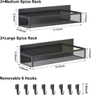 Magnetic Spice Rack for Refrigerator, 4 Pack Magnetic Shelf, Fridge Magnet Organizer with Moveable 8 Hooks, Magnetic Fridge Shelf for Kitchen Organization and Storage (4 Pack) by CozyNest Decor
