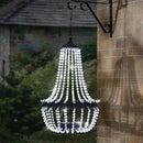 Hanging Solar Chandelier Outdoor, 30 Cool White Lights Acrylic Clear Beaded Chandelier with S Hooks Modern Lantern for Garden Yard Patio Gazebo Decorations, 28”H by CozyNest Decor