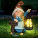 Solar Large Gnome Garden Statue with Welcome Sign Outdoor Decor with LED Lantern Funy for Porch Yard Patio Lawn Ornament Christmas Housewarming Gardening Gift by CozyNest Decor