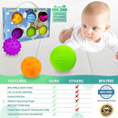 Sensory Ball for Babies 6 to 12 Months, Baby Balls for Toddlers 1-3 Massage Stress Relief, Textured Multi Sensory Balls Gift Sets, Montessori Sensory Toys 6 Spikey Squeeze Ball for Infant Kids by TinyTreasures Baby Boutique