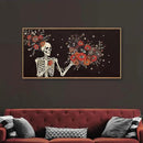 KAIRNE Halloween Skeleton Wall Art,Gothic Skull Canvas Set of 1(40”x20”),Romantic Spooky Floral Botanical Print,Scary Skull Painting,Horror Halloween Wall Art for Living Room Bedroom Goth Party Decor by CozyNest Decor