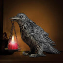 Gothic Home Decor Fake Crow Light Holder Raven Lamp Tealight Candle Holder Resin Statue Half Silver by CozyNest Decor