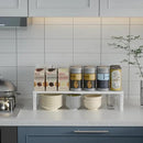 Expandable Spice Rack Kitchen Cabinet Shelf Organizer, Stackable Storage Shelves Racks, Adjustable Counter Shelving for Cabinets, Countertop, Cupboard,Pantry and More(1Pack/White/Large) by CozyNest Decor