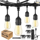 190FT Remote Controlled Outdoor String Lights Patio String Lights for Outside, 60+3 Shatterproof S14 Warm Lights String Outdoor for Bistro Café Gazebo Backyard, Linkable, 2 Pack by CozyNest Decor