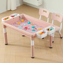 Multi Functional Kids Table and 2 Chairs Set, Graffiti & Building Blocks Double-Sided Tabletop, Toddler Play Table with Drawers, Large Storage Space, Gift for Boys/Girls, Pink by CozyNest Decor