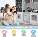 HONEY JOY Kids Kitchen Playset, Wooden Little Chef Pretend Toy Kitchen Set w/Chalkboard, Telephone, Utensils, Oven, Microwave, Sink, Storage, Play Kitchen for Toddlers, Gift for Boys Girls, White by TinyTreasures Baby Boutique