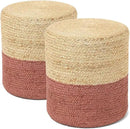 REDEARTH · Cylindrical Pouf Foot Stool Ottoman - Jute Braided Pouffe Poof Accent Sitting Footrest for Living Room, Bedroom, Nursery, Patio, Lounge Set of 2 (Natural Rust, 14.5"x14.5"x16") by CozyNest Decor