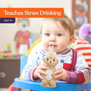 Special Supplies Honey Bear Straw Cup Long Straws, Squeezable Therapy and Special Needs Assistive Drink Container, Spill Proof and Leak Resistant Lid (Pack of 1 Bottle and 3 Straws) (Brown) by TinyTreasures Baby Boutique
