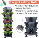 Vertical Planter, 7 Tier Stackable Strawberry Planter with Garden Tool Set, Movable Indoor/Outdoor Garden Herb Pot for Growing Vegetables and Succulents, Dark Gray by GreenHaven Gardens