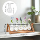 Retro Wood Stand Plant Terrarium with 5 Air Planter Bulb Glass Vases, Perfect for Home, Office, or Wedding Decor. Great Desktop Propagation Station and Plant Lover Gift for Women (5 Bulb Vase) by GreenHaven Gardens