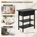 End Table with Charging Station, Flip Top Side Table with USB Ports and Outlets, 3-Tier Small Side Table with Storage for Small Space, End Tables for Living Room/Bedroom, Black by CozyNest Decor