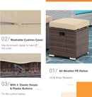 Patiorama 2 Piece Outdoor Patio Ottomans, All-Weather Brown PE Rattan Wicker Ottoman with Storage, Outdoor Footrest Footstool Seat w/Thick Cushion, Built-in Handle for Backyard Poolside Porch (Beige) by CozyNest Decor