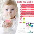 Food Feeder Baby Fruit Feeder Pacifier (3 Pcs) with 6 Different Sized Silicone Pacifiers,Silicone Baby Food Dispensing Spoon 90ML with 2 Babies Spoons Pacifier Clip Infant Fruit Teething Feeders-Pink by TinyTreasures Baby Boutique