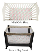 Pack n Play Sheet Stretchy Fitted Portable Mini Crib Sheets Set 3 Pack,Playard Sheets Convertible Playard Mattress Cover,Ultra Soft Jersey Material,Rocket Satellite,Car & Bus by TinyTreasures Baby Boutique
