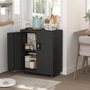 Metal Storage Cabinet with Wheels,Lockable Steel Rolling Storage Cabinet with 2 Doors for Garage,Home Office,Assembly Required,Black by CozyNest Decor