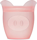 Zip Top Reusable 100% Silicone Baby + Kid Snack Containers - The only containers that stand up, stay open and zip shut! No Lids! Made in the USA - Pink Pig by TinyTreasures Baby Boutique