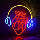 Heart With Headphone Neon Sign USB Power Music Heart Neon Light Dimmable Music Lover Led Art Sign Wall Decor for Bedroom Bar Party Studio Unique Gift for Music Enthusiasts by CozyNest Decor