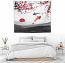 Houselerax Japanese Koi Fish Tapestries, Cherry Blossoms Asian Oriental Flower Branch Koi Fish Carp Tapestry Wall Hanging for Bedroom Living Room Office Decor 60"x50" by CozyNest Decor