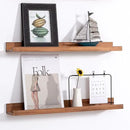 AZSKY Floating Nursery Book Shelves Light Fair Pale Walnut Rustic Picture Photo Ledge Shelves Wall Mounted Wooden Display Shelf for Bathroom Bedroom Kitchen 24 Inch Wall Shelves a Set of 2 by CozyNest Decor