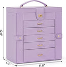 AKOZLIN Extra Large 6-Tier Jewelry Box Organizer Functional Huge, 5 Drawers Leather Jewelry Storage Case for Women Girls Ring Necklace Earring Bracelet Holder Organizer with Mirror Violet by TinyTreasures Baby Boutique