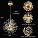Modern Sputnik Chandeliers for Dining Room, Gold Dandelion Ceiling Hanging Lamp, Round Crystal Beaded Pendant Lights for Bedroom Living Room Farmhouse Kitchen Island (Gold 9Lights) by CozyNest Decor