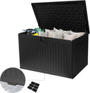 260 Gallon Outdoor Storage Box Waterproof, Extra Large Plastic Outside Deck Box Weatherproof, Resin Patio Storage Bin with Lock and Lids for Pool Equipment, Cushion, Black by GreenHaven Gardens