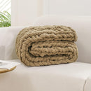 WESHIONGOO Chunky Knit Blanket Throw 40"×40" Knitted Throw Blankets for Couch Bed Fluffy Soft Blanket with Jumbo Chenille Yarn Thick 100% Handmade (Brown) by CozyNest Decor