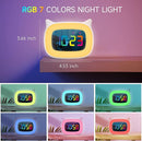 Cute Cat Ear Alarm Clock with RGB 7 Color Night Light & 18 Ringtones,Rechargeable Clock for Kids Bedroom,LED Colorful Digital Display,Bedside Clock for Boys,Girls Birthday Presents(White) by TinyTreasures Baby Boutique