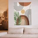 Abstract Bohemian Mid Century Tapestry, Tropical Leaves Modern Geometric Archway Minimalist Bohemian Botanical Aesthetic Wall Hanging, Sage Green Gold Home Decor Art for Bedroom 60x80 Inch by CozyNest Decor