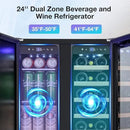 Tylza Wine and Beverage Refrigerator, 24 inch Dual Zone Wine Beverage Cooler Built-in and Freestanding, with Seamless Stainless Steel Door Quick Cooling Under Counter Beer Wine refrigerator by CozyNest Decor