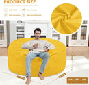 5FT Bean Bag Chair, Large Bean Bag Chairs with Memory Foam Filled, Fluffy Beanbag Sofa with Dutch Velvet Cover, Round BeanBag Chairs for Living Room, Playroom - Lemon by TinyTreasures Baby Boutique