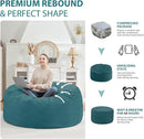 4FT Bean Bag Chair, Large Bean Bag Chairs with Memory Foam Filled, Fluffy Beanbag Sofa with Dutch Velvet Cover, Round BeanBag Chairs for Living Room, Playroom - Sea Blue by TinyTreasures Baby Boutique