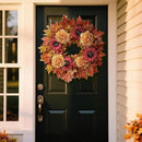 28'' Large Fall Wreath for Front Door, Porch, Window- Artificial Maple Leaves Faux Sunflower Hydrangea Pumpkins Outdoor Autumn Wreath for Home, Farmhouse Wall Thanksgiving Day Harvest Festival Decor by CozyNest Decor