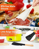 Cooking Spoon for Nonstick Cookwares, Great for Cooking and Serving Sturdy BPA-Free Matte Silicone, Wood Handle Spoon for Mixing, Scoop, and Scrape (Black & White, 11.4 inch) by CozyNest Decor