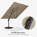 PURPLE LEAF 10 Feet Patio Umbrella with Base Outdoor Cantilever Solar Powered LED Square Umbrella Aluminum Offset Umbrella with 360-degree Rotation for Garden Deck Pool Patio, Beige by GreenHaven Gardens