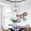 Farmhouse 4 Lights Pendant Light, Industrial Black Lantern Chandelier with E12 Gold Base Metal Cage Rustic Geometric Hanging Light Fixtures for Kitchen Island Foyer Entryway Dining Room by CozyNest Decor