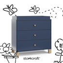 Storkcraft California 3-Drawer Chest with Removable Changing Topper (Midnight Blue with Driftwood) – GREENGUARD Gold Certified, Interlocking Drawer System, Pre-Installed Tracks, Easy Assembly by TinyTreasures Baby Boutique