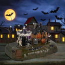 Animated Halloween Carousel Village House, LED Spooky Festival Display Collection Battery Operate, Indoor Use only by CozyNest Decor