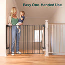 Cumbor 34" Extra Tall No Bottom Bar Baby Gate for Stairs, Auto Close Dog Gate Indoor for Larger Pets, 29.2-43" Hardware Mounted Safety Gate for Doorways, Wide Walk Thru Door for Easy Access (Black) by TinyTreasures Baby Boutique