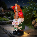 COWOS Garden Gnome Statues Outdoor Decor, Solar Gnomes with LED Lighted Flowers, Solar Resin Outdoor Statue Sculpture, for Woman Gift Home and Garden Decor by CozyNest Decor