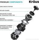 KRAUS WasteGuard 3/4 HP Ultra-Quiet Garbage Disposal with Quick Connect, Kitchen Sink Drain Cover, Power Cord and Flange Included, KWD100-75MBL by CozyNest Decor